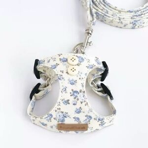 New Floral Dog Harness and Leash Set